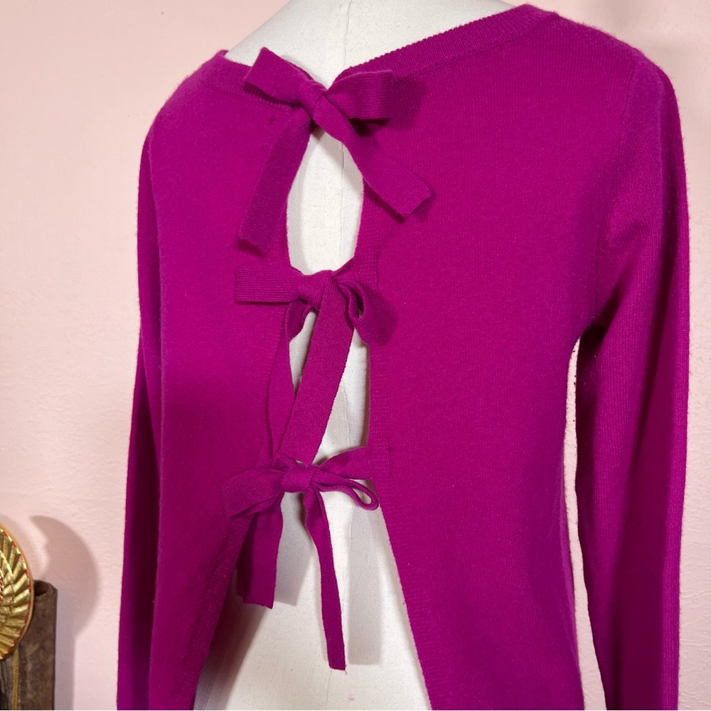 Banana Republic Todd Duncan Magenta Bow Back Scottish Cashmere Sweater